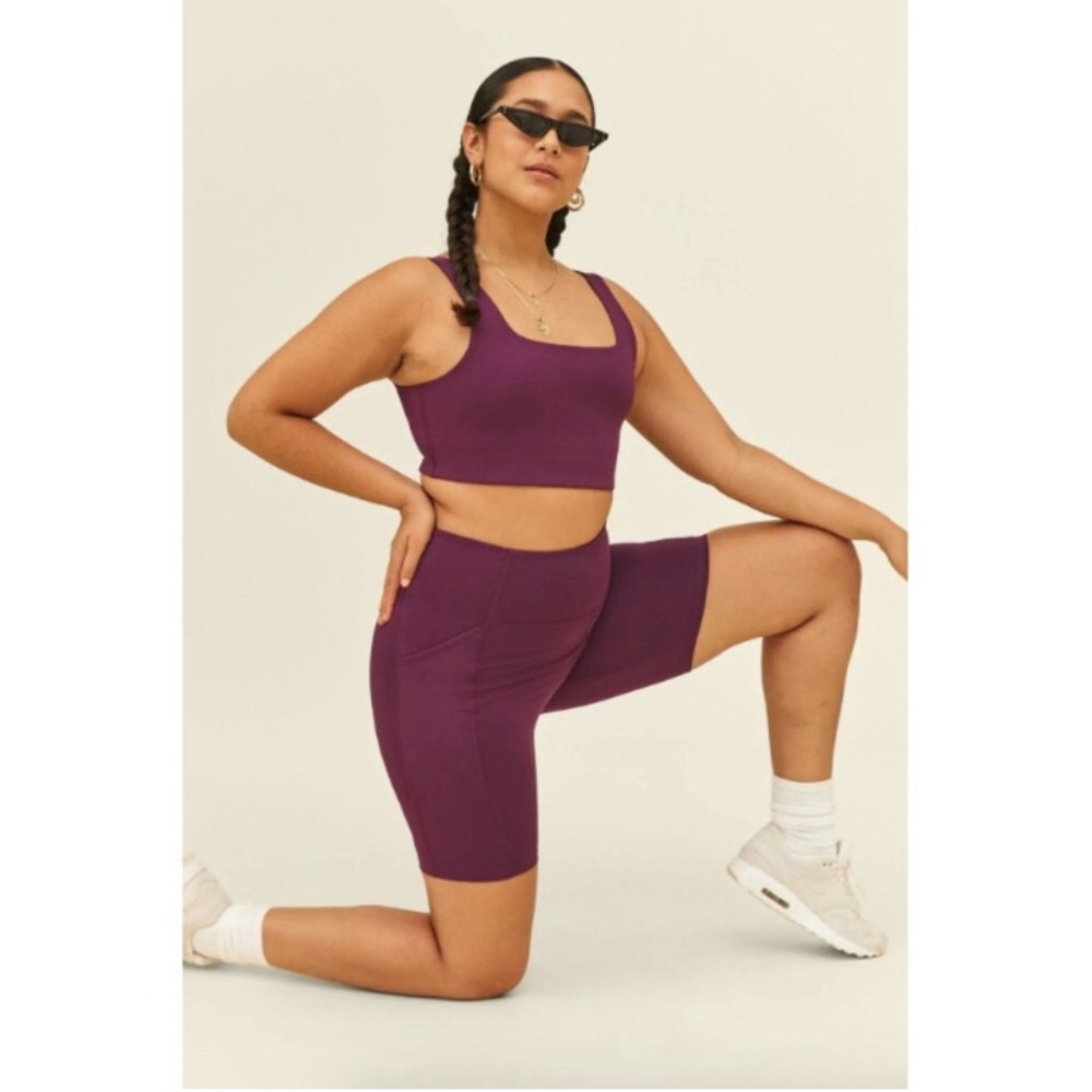 nwot Girlfriend collective plum high rise pocket bike short xs
